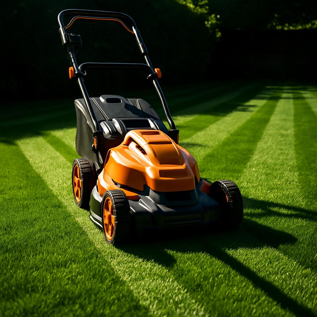 An image of a lawn mower mowing grass.